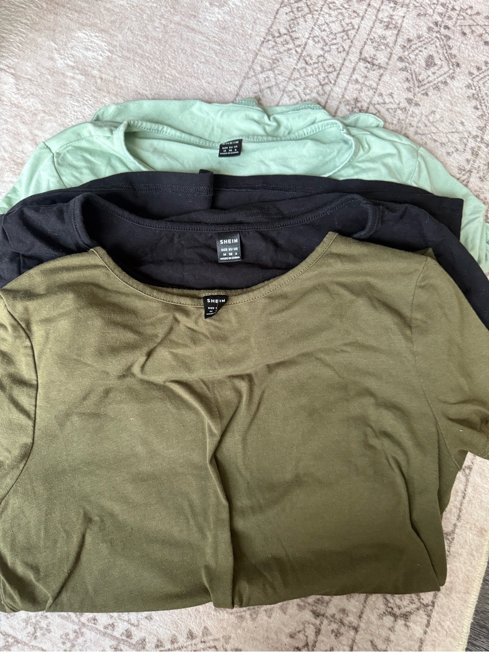 SHEIN Scoop Neck Tee Set in Mint, Black, Olive maternity